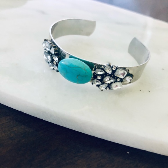Silver Turquoise Cuff Bracelet - Picture 2 of 3